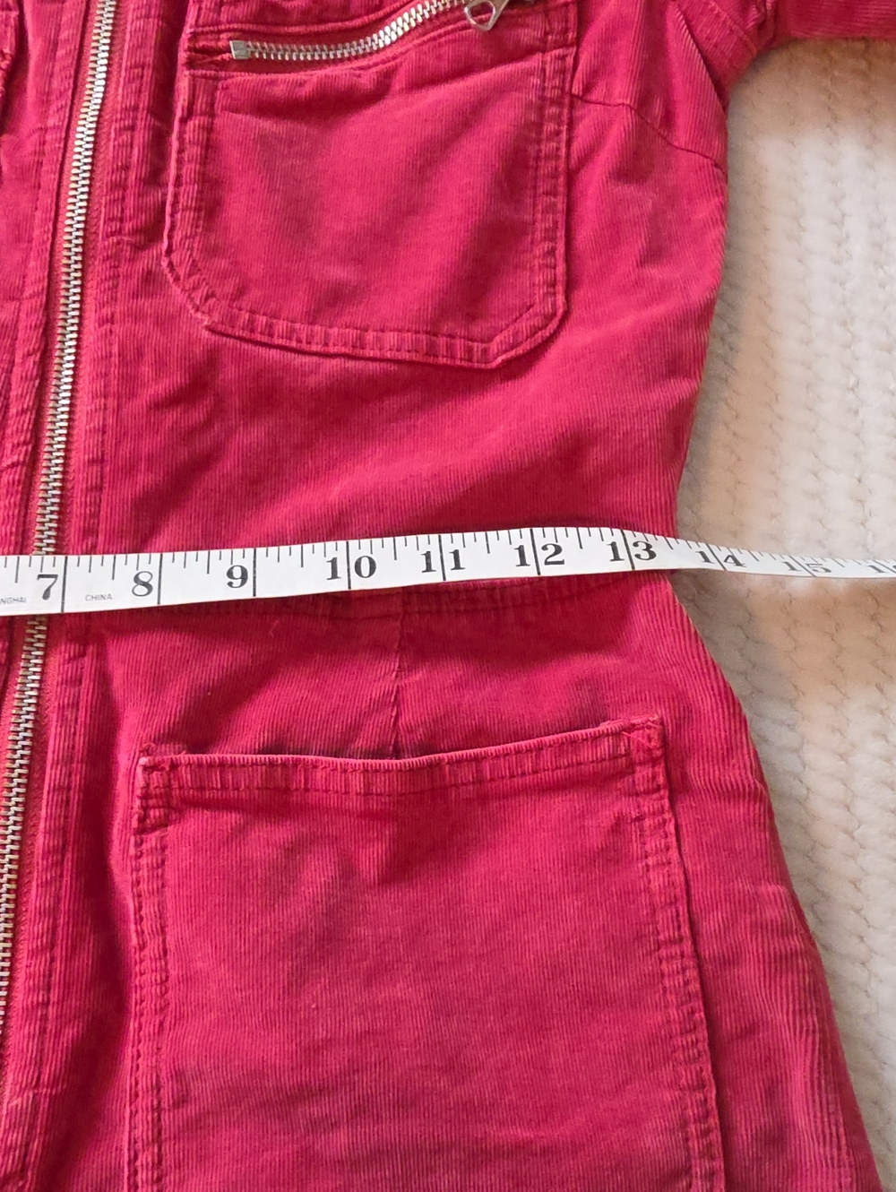 Free People Women's Red Corduroy Zip-Front Jumpsuit - Picture 5 of 9